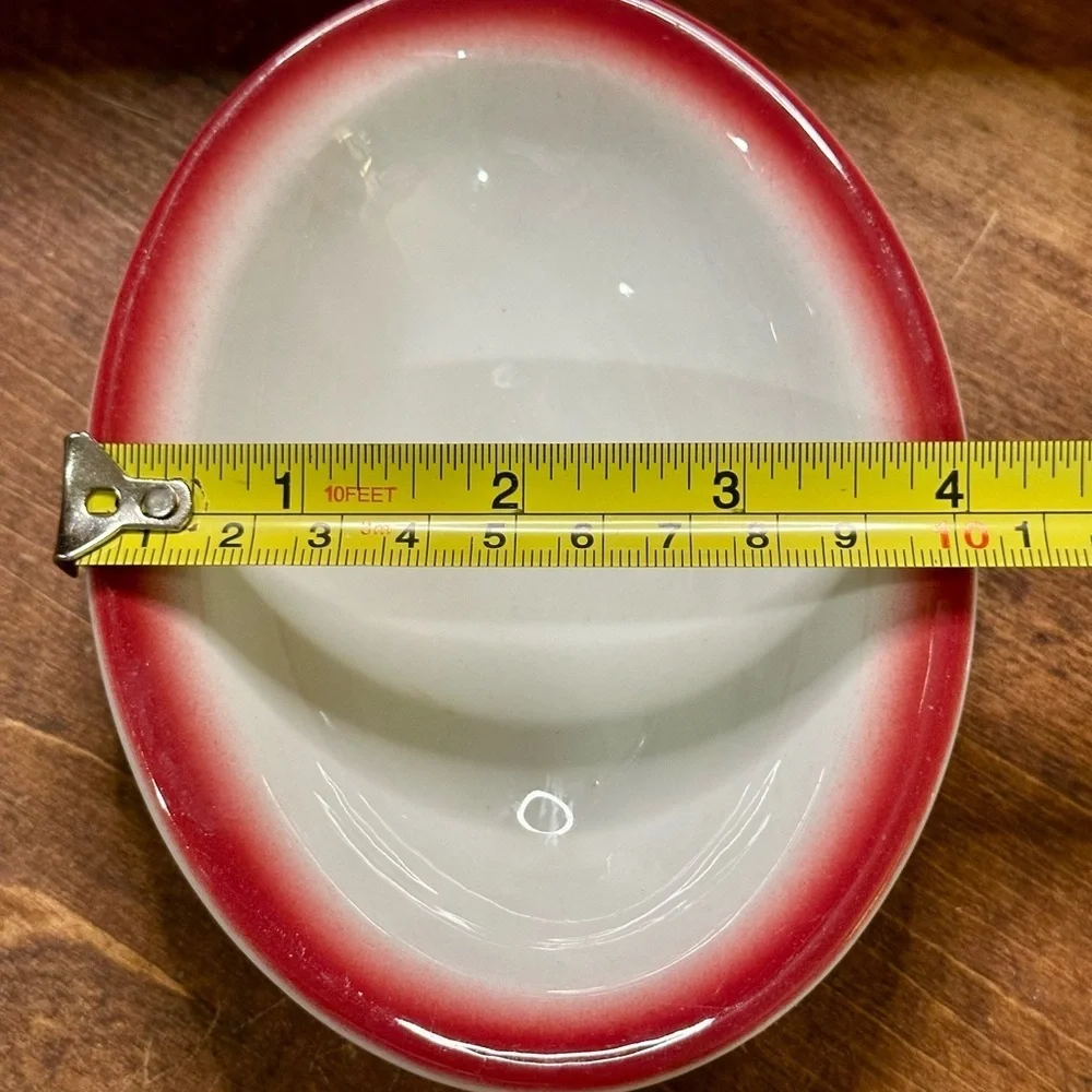 6 Vintge Shenango China Red Band Berry Bowls Restaurant Ware Interpace USA Diner